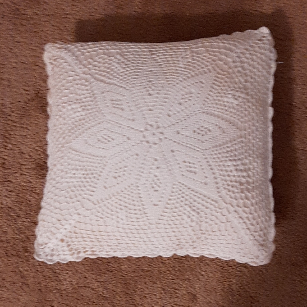 Cream Crochet Decorative Pillow